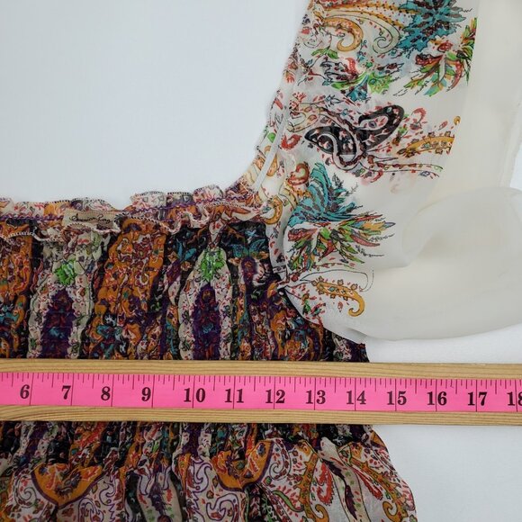 American Rag Boho Paisley Tunic Top Womens Size M Smocked Peasant Festival Flowy - Picture 10 of 11